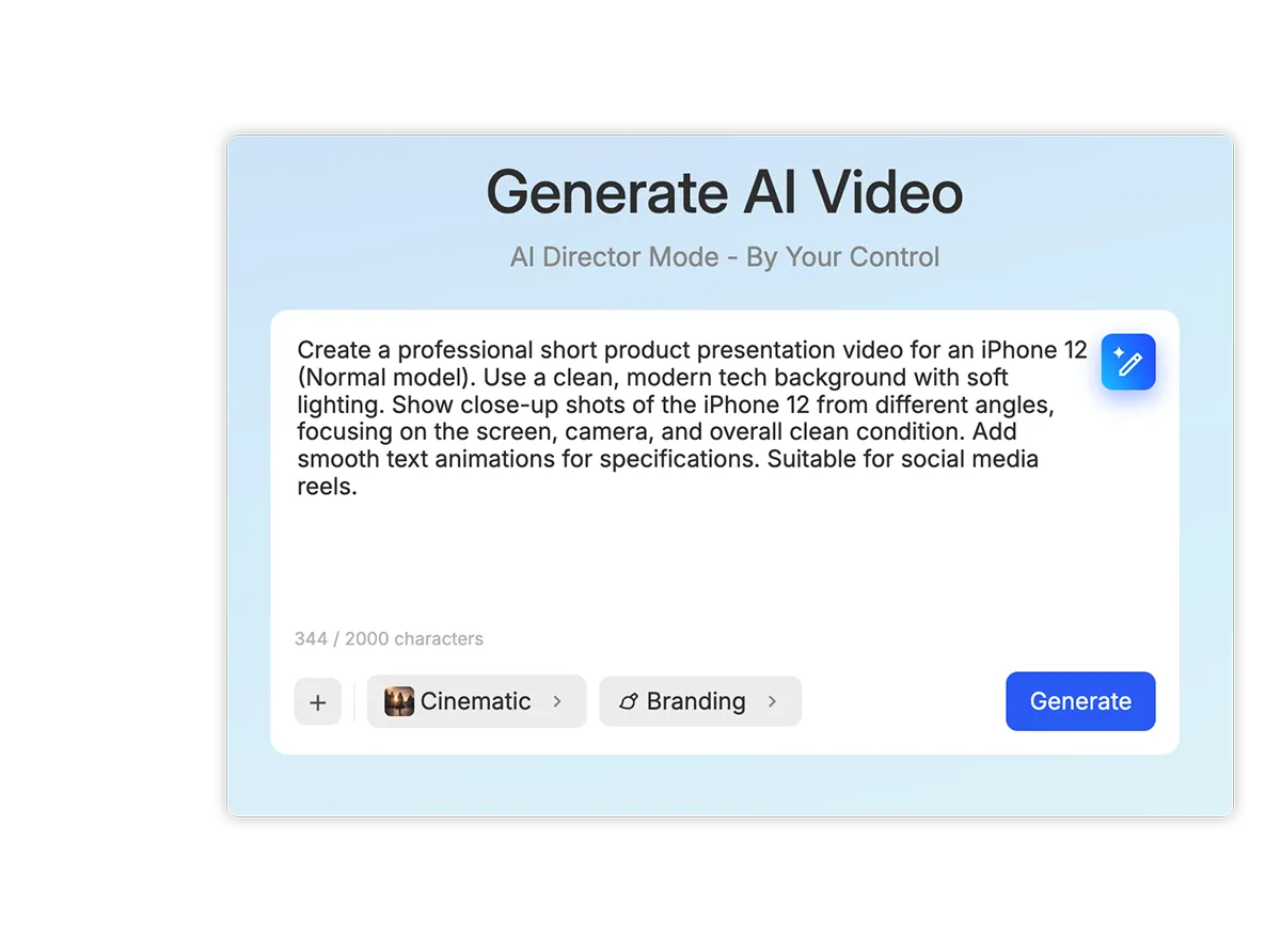 An enhanced AI video prompt in Visla that preserves the original subject, product, actions, and required details.
